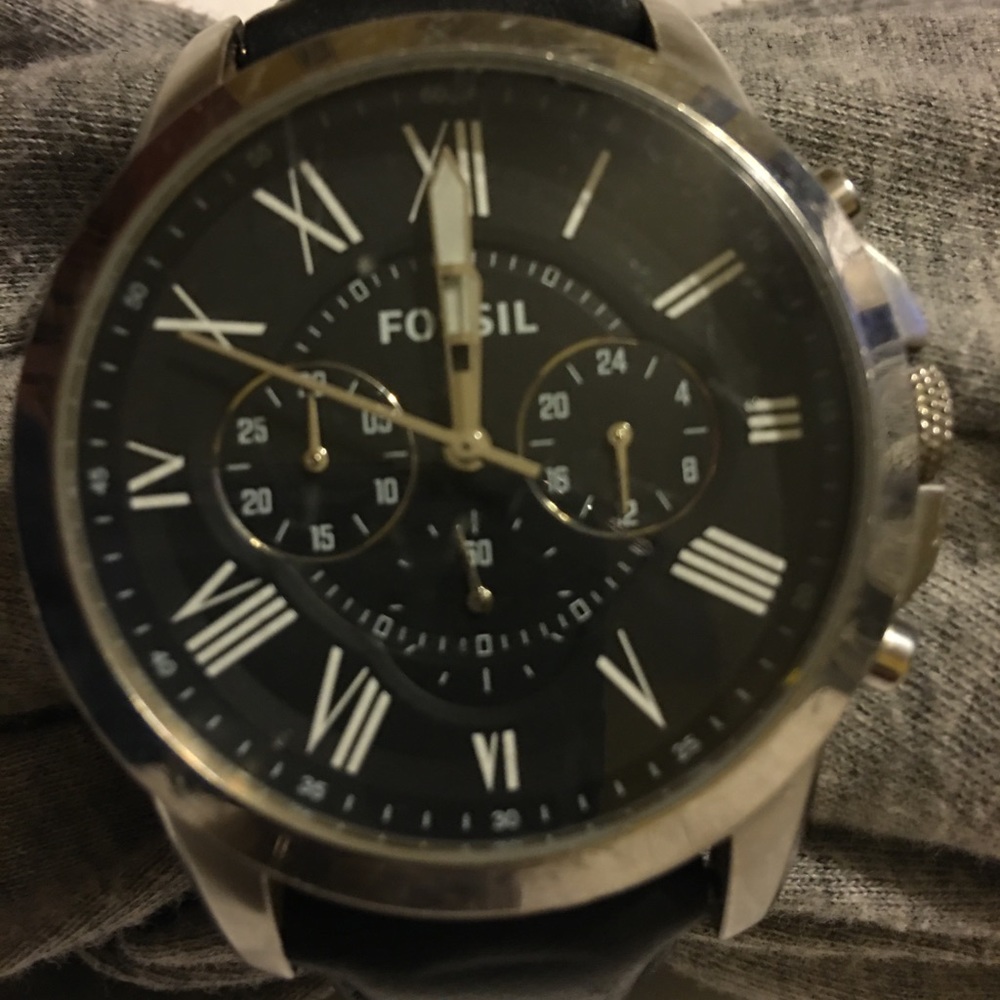 Fossil Stainless Steel/Leather Chronograph Watch